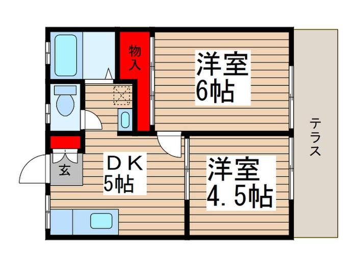 ガーデンハイツ(2DK/1階)の間取り写真