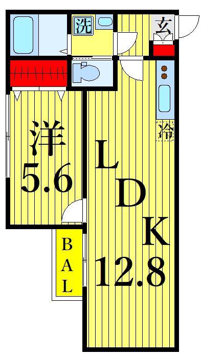 ピースフルパレス江戸川(1LDK/2階)の間取り写真