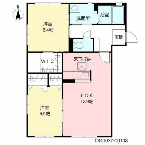 SUNNY COURT屋野Ⅲ(2LDK/1階)の間取り写真