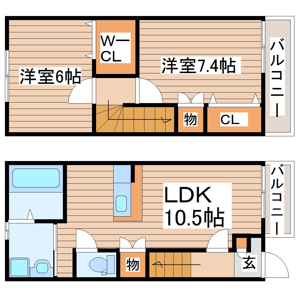 CLAIR PETIT BOIS B棟(2LDK/1階)の間取り写真