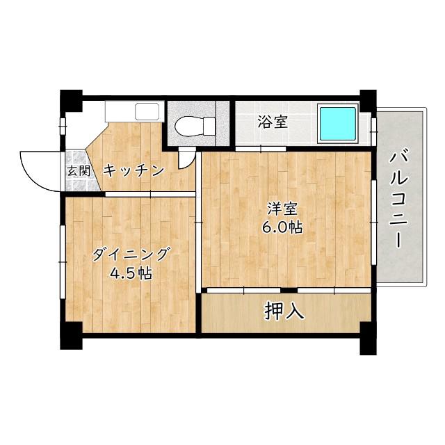 ビレッジハウス木戸3号棟(1DK/3階)の間取り写真
