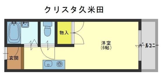 クリスタ久米田(1K/2階)の間取り写真