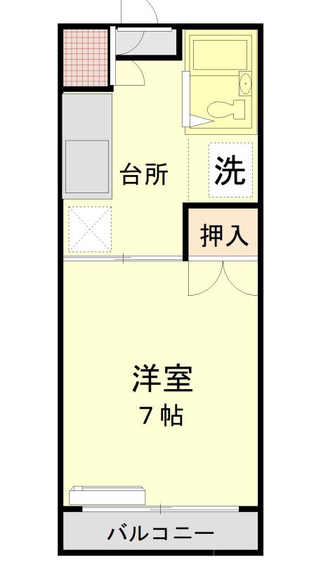 ソルローマ本厚木B号棟(1K/2階)の間取り写真