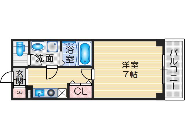 グランカーサ緑地公園(1K/2階)の間取り写真