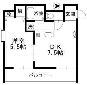 グランピア下山手通(1DK/5階)の間取り写真