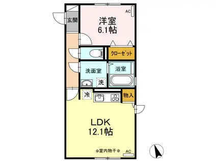 フローレス(1LDK/2階)の間取り写真