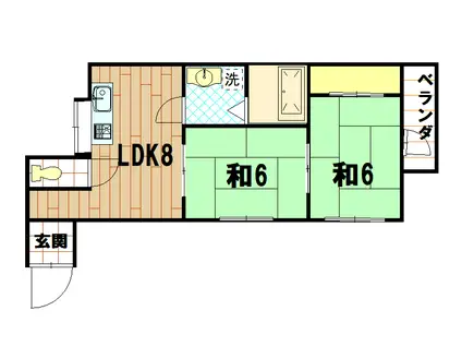 世良ビル(2LDK/4階)の間取り写真