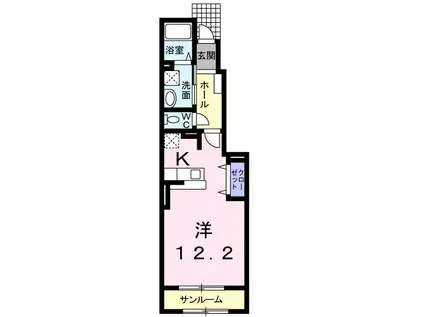 メゾングラース・ハヤト 104(ワンルーム/1階)の間取り写真