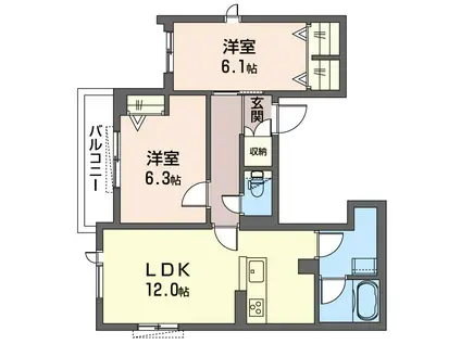 オロール(2LDK/2階)の間取り写真