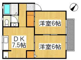 ドエル貝原(2DK/1階)の間取り写真
