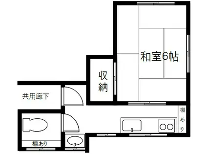 グリーン荘2(1K/2階)の間取り写真