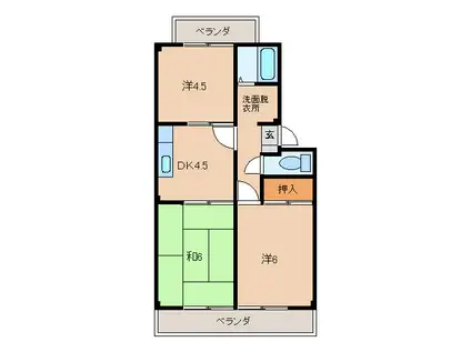 エレガントハイツ岩出(3DK/2階)の間取り写真