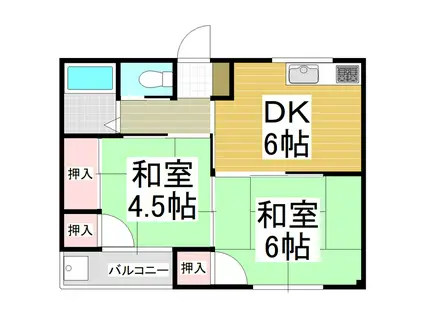 小松マンション(2DK/2階)の間取り写真