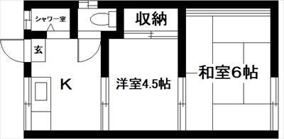 サンビレッヂ東辻井(2K/2階)の間取り写真