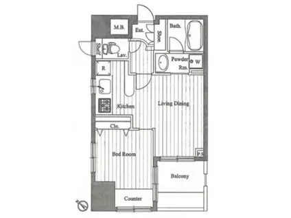 プライムアーバン中目黒II(1LDK/4階)の間取り写真