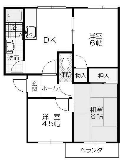ドミール北舞子(3DK/2階)の間取り写真