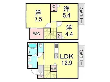 シャーメゾン豊楽B(3LDK/1階)の間取り写真