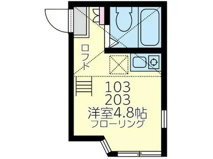 レジーナ鶴見(ワンルーム/2階)の間取り写真