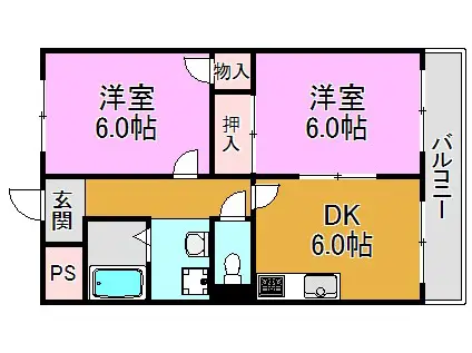 坂田マンション(2DK/2階)の間取り写真