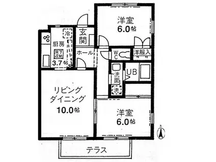 グレースカメリア市が尾(2LDK/1階)の間取り写真