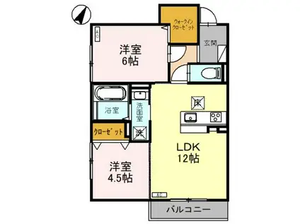 D-RESIDENCE諸江町CORAZON(2LDK/1階)の間取り写真