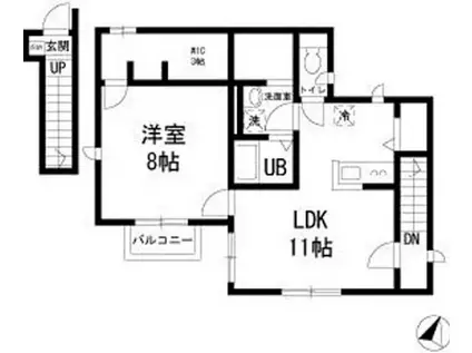 長崎フラット(1LDK/2階)の間取り写真
