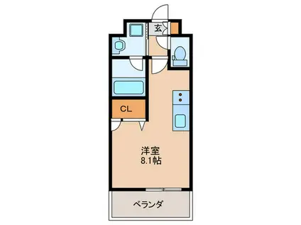 エンクレスト天神南PURE(ワンルーム/9階)の間取り写真