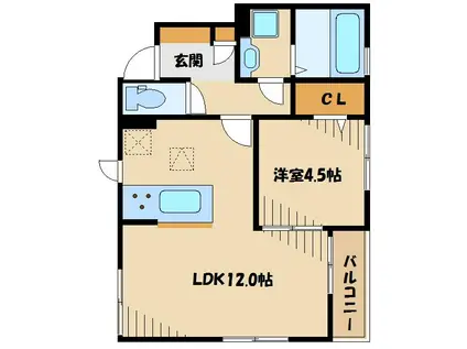 桜アパートメント(1LDK/1階)の間取り写真