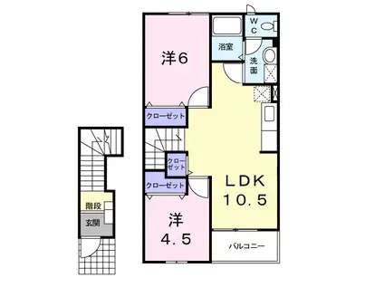 グローバル(2LDK/2階)の間取り写真