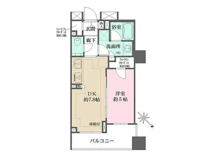 ザ・パークハウスアーバンス東五反田(1DK/6階)の間取り写真