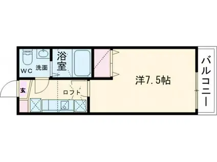 リヴェール海田(1K/1階)の間取り写真