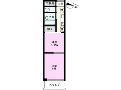 センチュリー山中(2K/4階)の間取り写真