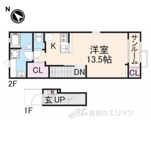ルミエール弥栄2(ワンルーム/2階)の間取り写真