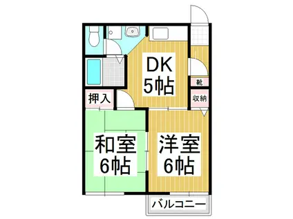 ファインパレス D(2DK/2階)の間取り写真