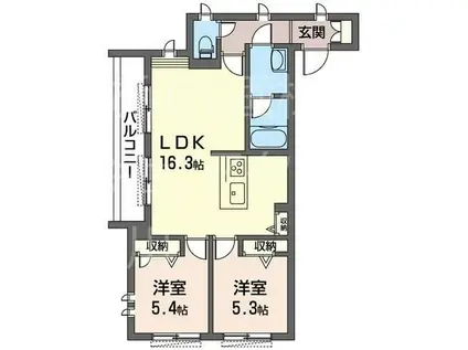 リラフォートタカマツ(2LDK/3階)の間取り写真
