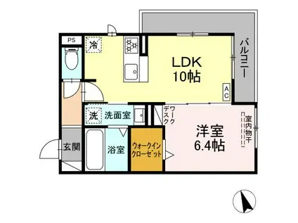 D-ROOM福光東 ウエスト(1LDK/3階)の間取り写真