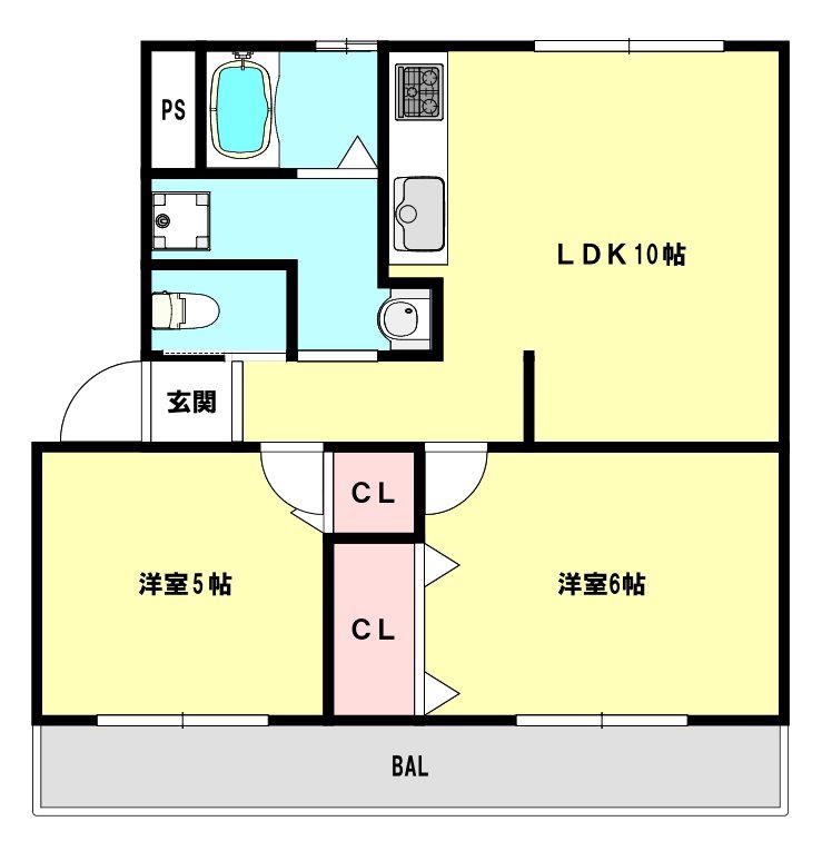 高津橋農住団地(2LDK/1階)の間取り写真