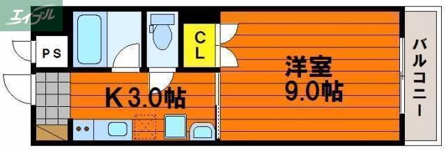 アークハイツ内山下(1K/3階)の間取り写真