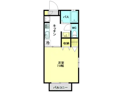 ベルリール B(1K/2階)の間取り写真