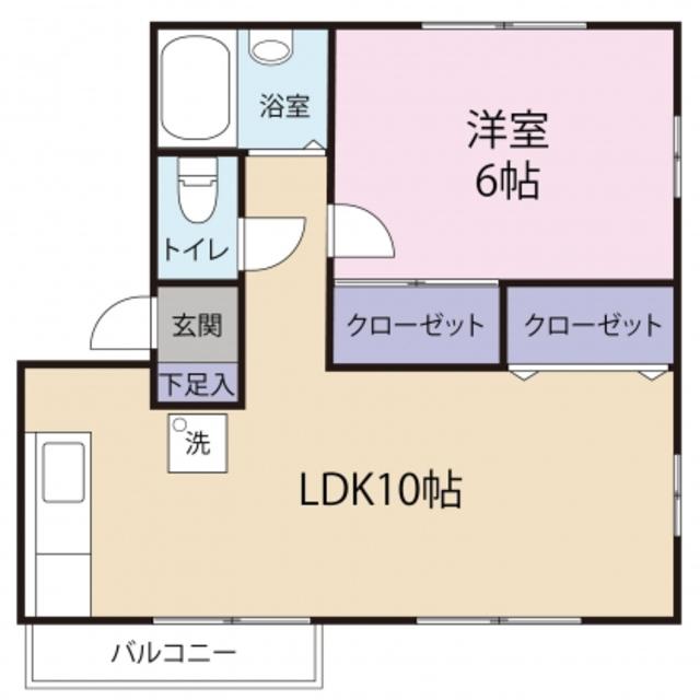 グリーンパール富士見ヶ丘(1LDK/1階)の間取り写真