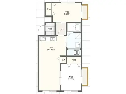 セントマルタ西中原(2LDK/1階)の間取り写真