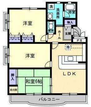 プレジール飛鳥(3LDK/3階)の間取り写真