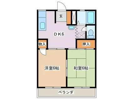 フォレスト常念(2DK/2階)の間取り写真