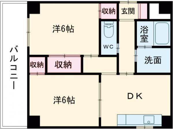 735柳ビル(2DK/2階)の間取り写真