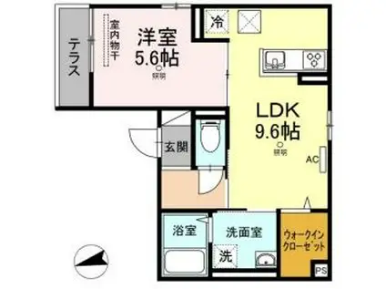 瀬戸内ハウジングII(1LDK/1階)の間取り写真