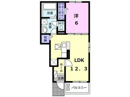 ベルファミーユC(1LDK/1階)の間取り写真