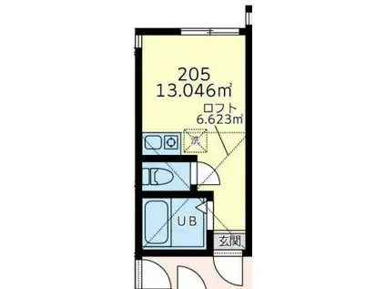 ユナイト石川町ジョルジーニョ(ワンルーム/2階)の間取り写真