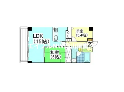 グリーンビレッジ北方(2LDK/1階)の間取り写真