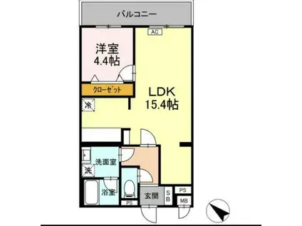 ロイヤル ヒルズ(1LDK/4階)の間取り写真