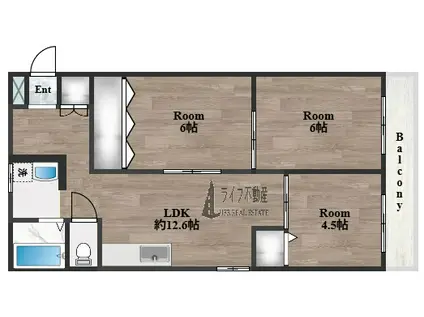 サンライズ 長田(3LDK/6階)の間取り写真